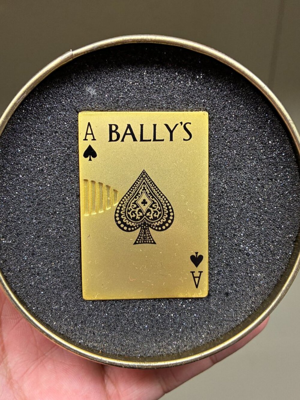 Ballys Casino Ace of Spades Playing Card Lighter Metal Pocket